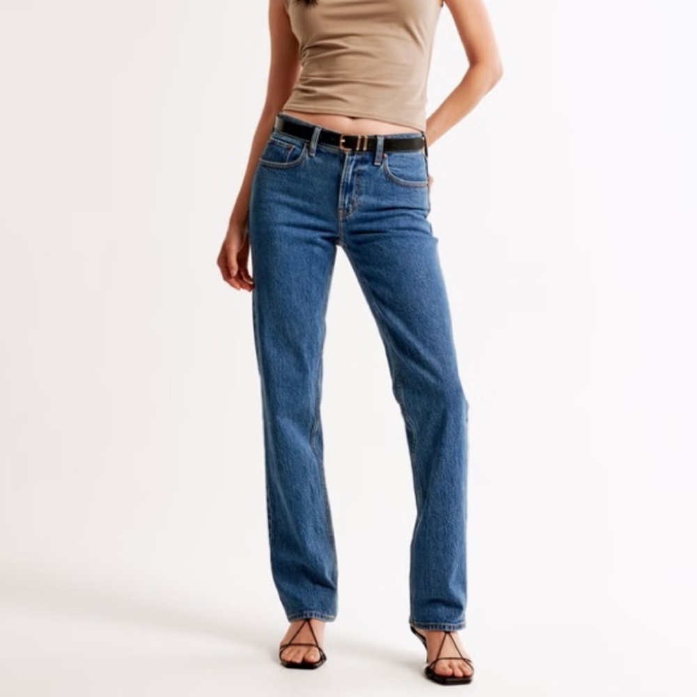 Abercrombie & Fitch The ‘90s Straight Leg Mid Rise Dark Marble Size 28 6R